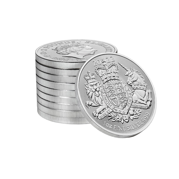 1 troy ounce zilveren munt Royal Arms 2022 perspectief 1