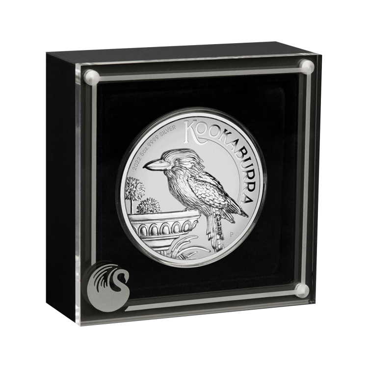 5 troy ounce zilveren Kookaburra Incuse proof 2022 perspectief 2