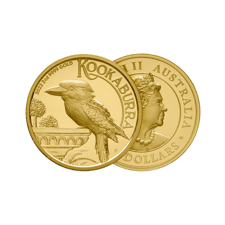 2 troy ounce gouden munt Kookaburra proof 2022 perspectief 1