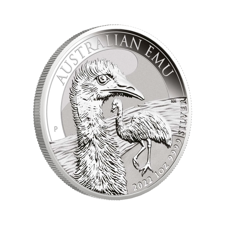 1 troy ounce silver coin Australian Emu 2022 angle 1