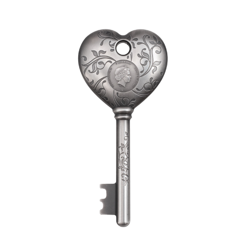 1 troy ounce silver coin Key to my Heart - antique finish 2022 front