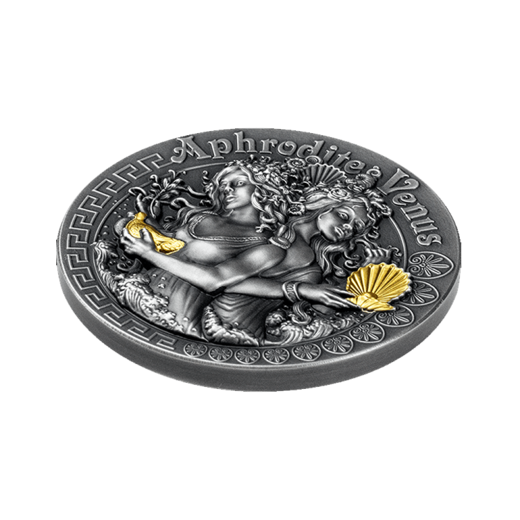 2 troy ounce zilveren munt Aphrodite en Venus - Niue 2020 perspectief 1