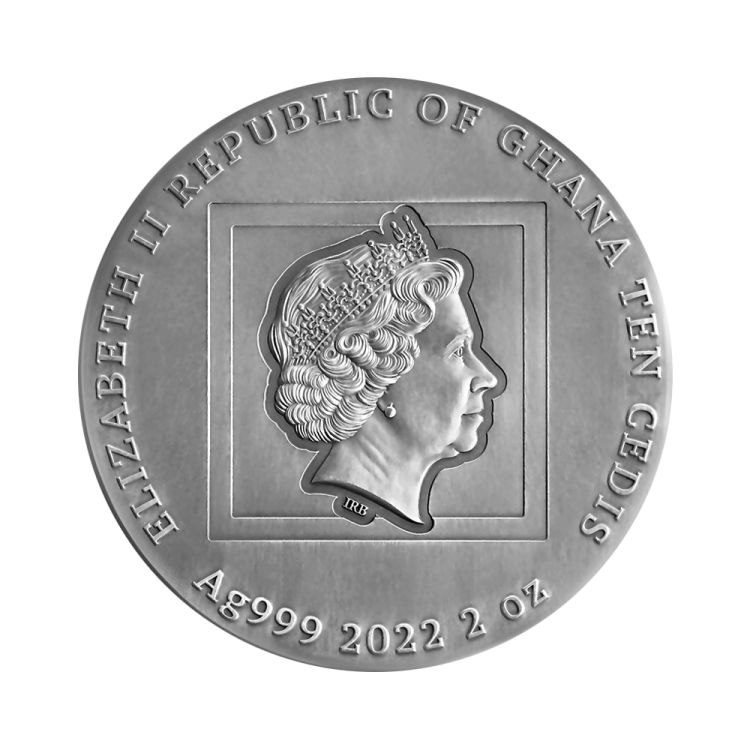 2 troy ounce zilveren munt Drukke Mieren - antieke afwerking 2022 achterkant