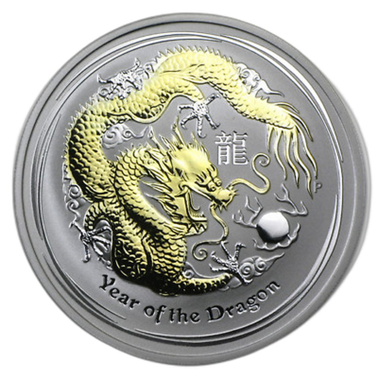 1 troy ounce zilveren munt year of the dragon 2012 achterkant