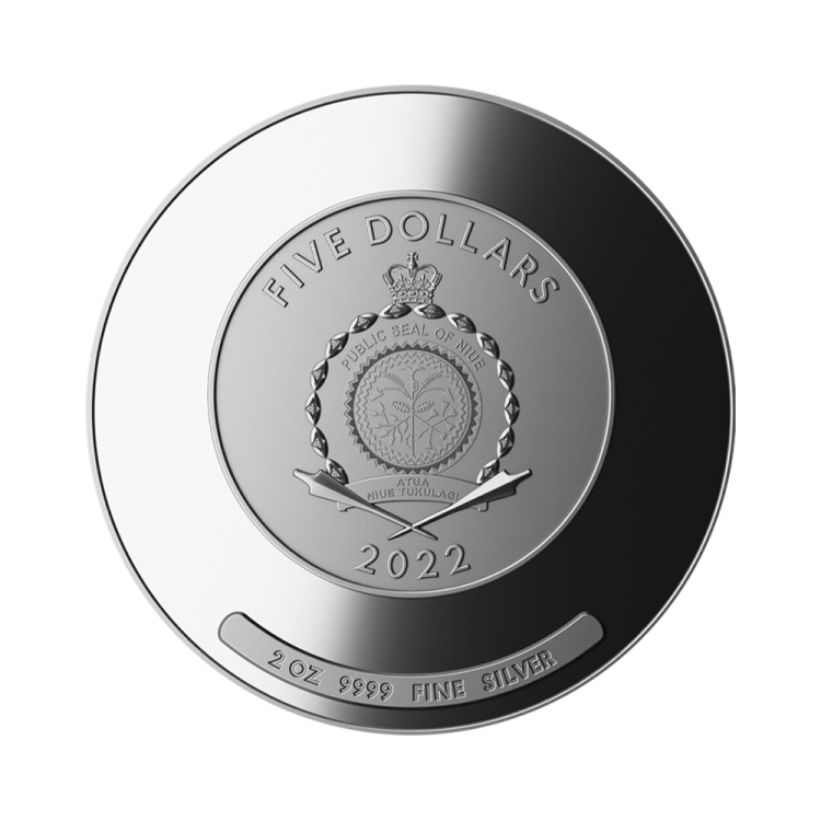 2 troy ounce zilveren munt Algoritme - Adelaar en Draak 2022 Proof achterkant