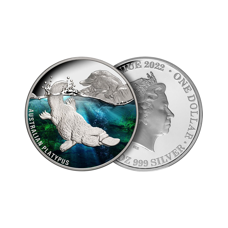 1 troy ounce zilveren Platypus proof munt perspectief 1