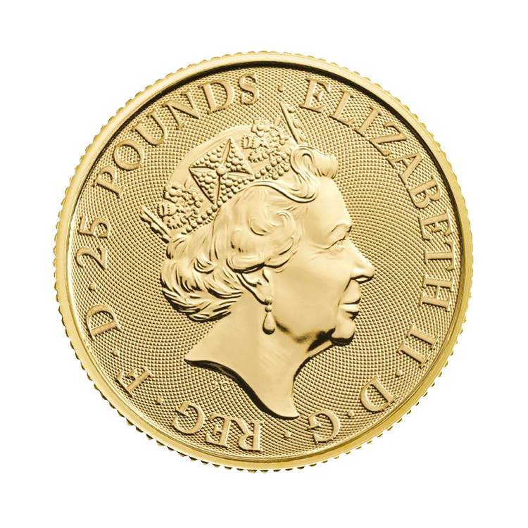 1/4 troy ounce gouden munt Tudor Beasts Yale of Beaufort 2023 achterkant