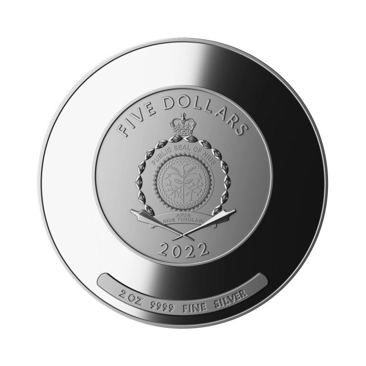 2 troy ounce zilveren munt Algoritme – Water en Aarde 2022 proof achterkant