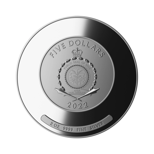 2 troy ounce silver coin Algorithm - Water and Earth 2022 proof front