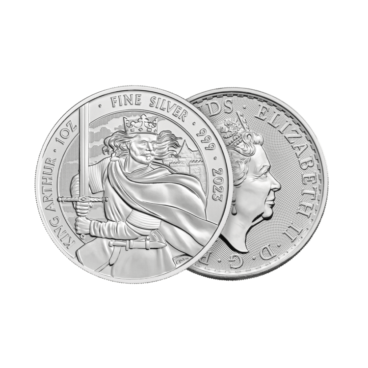 1 troy ounce zilveren munt King Arthur 2023 perspectief 1