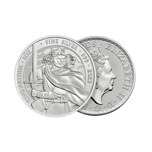 1 troy ounce zilveren munt King Arthur 2023 voorkant