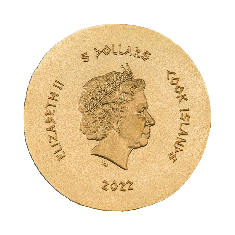 0.5 gram gouden munt dolfijn & tonijn Cyzicus 2022 achterkant