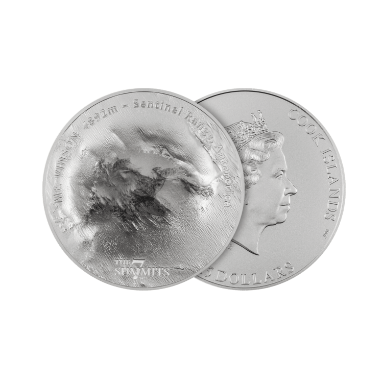 5 troy ounce zilveren munt Mount Vinson 2022 perspectief 1