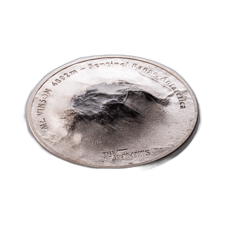 5 troy ounce silver 7 Summits Mt. Vinson coin 2022 angle 3