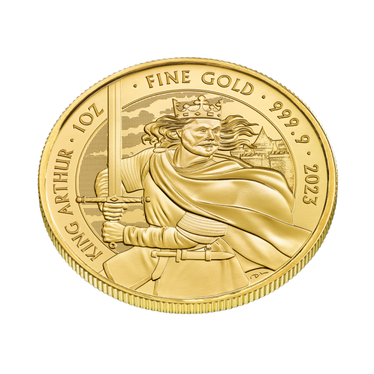 1 troy ounce gouden munt King Arthur 2023 perspectief 2
