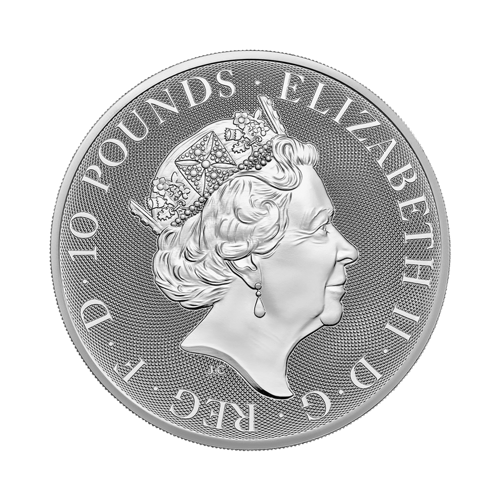 10 troy ounce zilveren munt Robin Hood 2023 achterkant