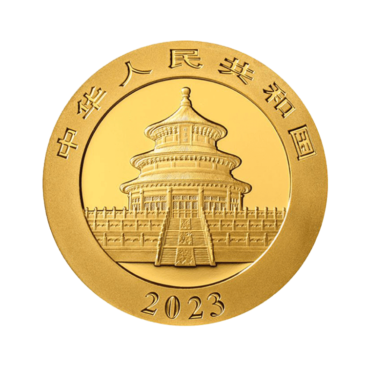 3 gram gouden munt Panda 2023 achterkant