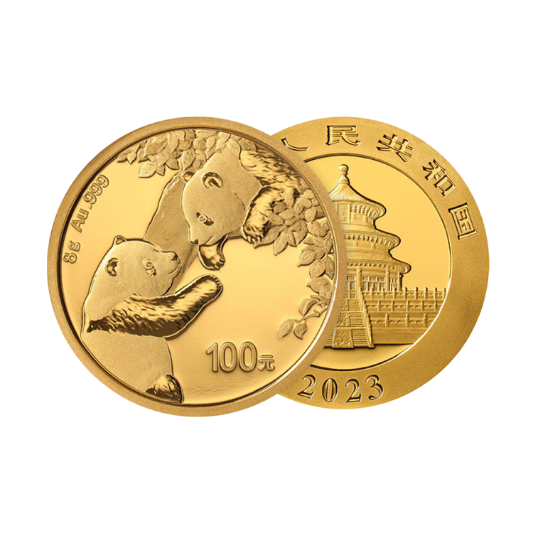 8 gram gouden munt Panda 2023 perspectief 1