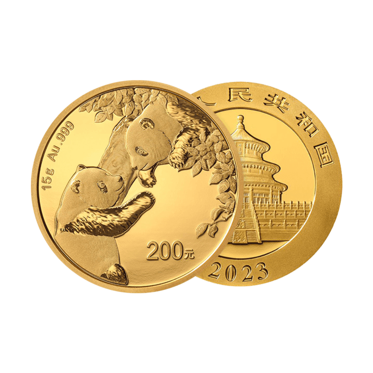 15 gram gouden munt Panda 2023 perspectief 1