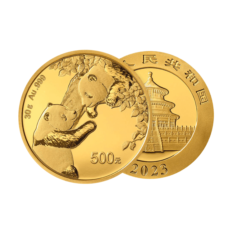 30 gram gold coin Panda 2023 angle 1