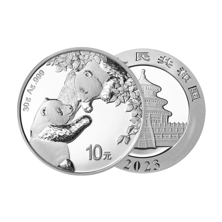 30 gram zilveren munt Panda 2023 perspectief 1
