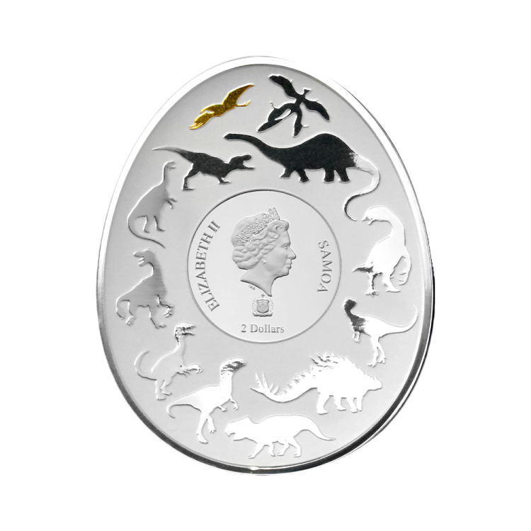 1 troy ounce zilveren munt Dinosauriërs in Azië - Dsungaripterus Weii achterkant