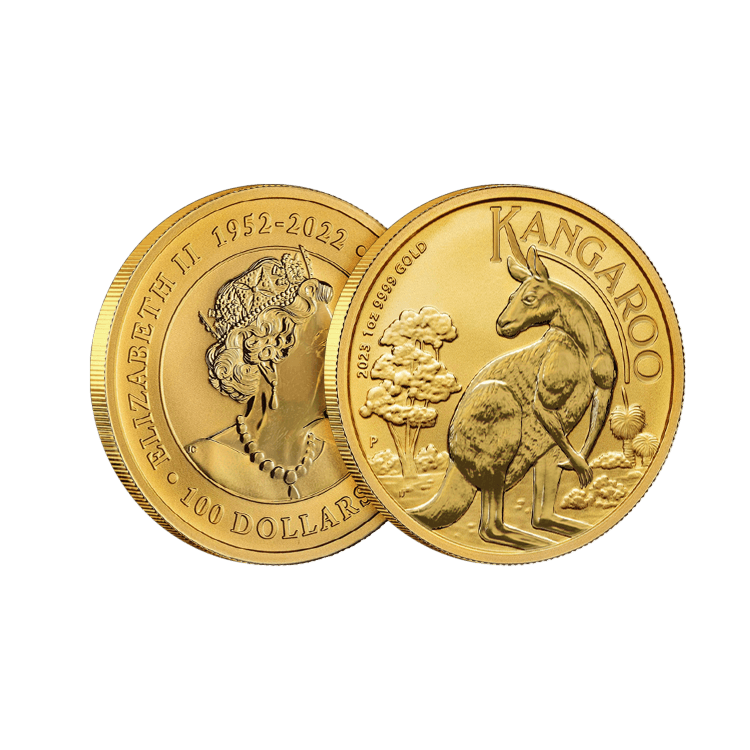 1 troy ounce gold coin Kangaroo 2023 angle 2