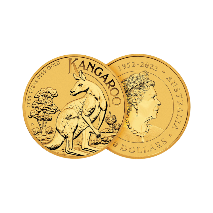 1/2 troy ounce gouden munt Kangaroo 2023 perspectief 1