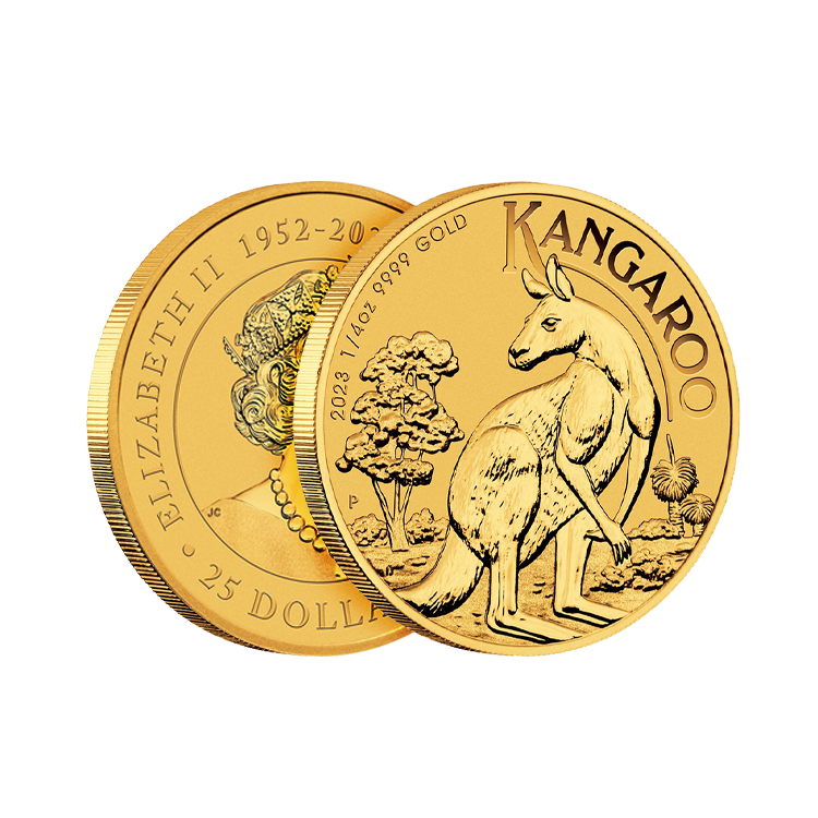 1/4 troy ounce gouden munt Kangaroo 2023 perspectief 2