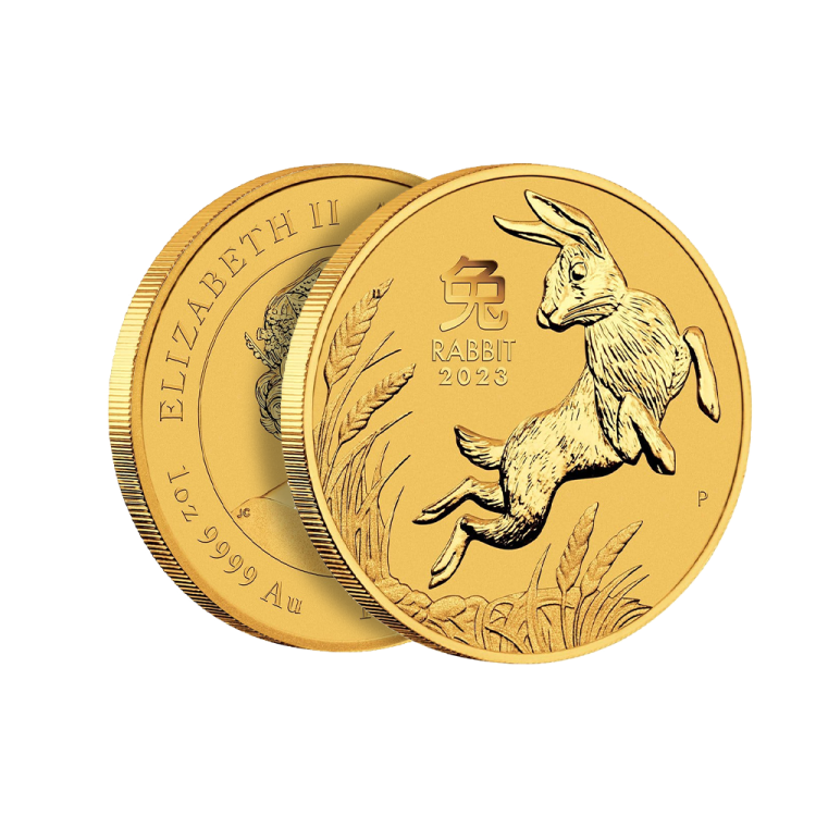 1 troy ounce gouden munt Lunar 2023 perspectief 2