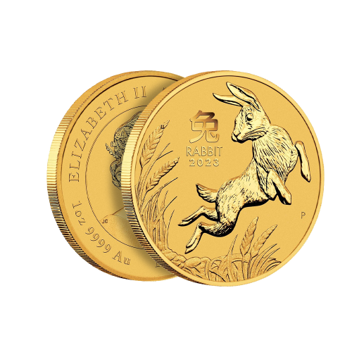 1 troy ounce gouden munt Lunar 2023 voorkant