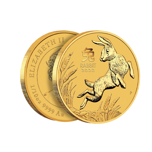 1/10 troy ounce gouden munt Lunar 2023 voorkant