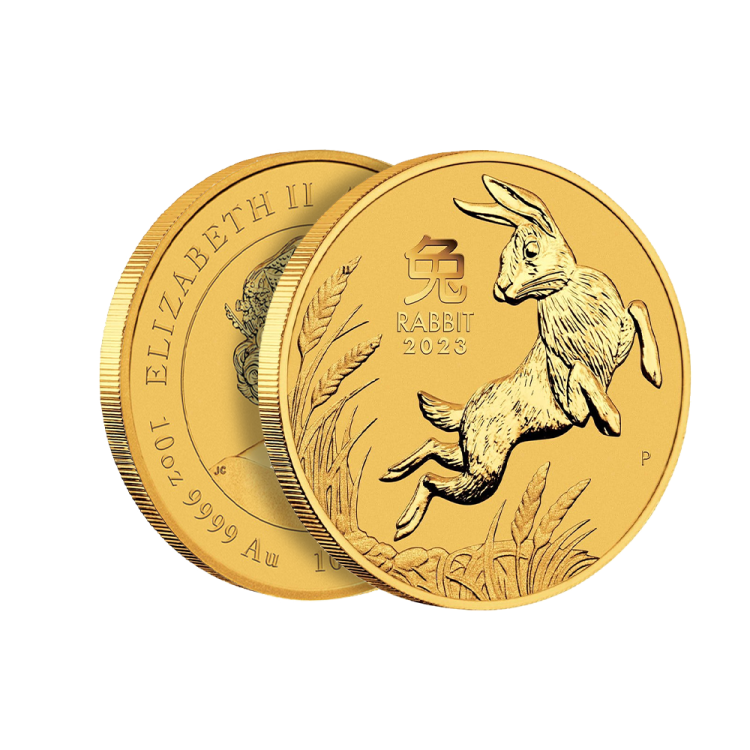 10 troy ounce gouden munt Lunar 2023 perspectief 2