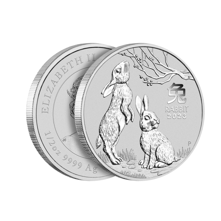 1/2 troy ounce zilveren munt Lunar 2023 perspectief 2