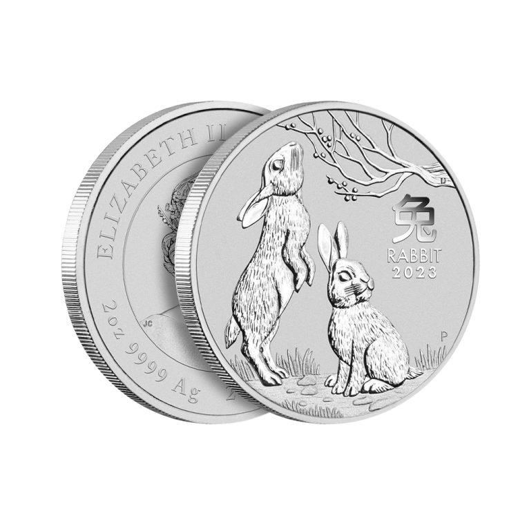 2 troy ounce zilveren munt Lunar 2023 perspectief 2