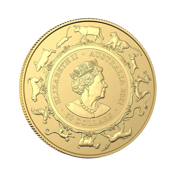 1/2 troy ounce gouden munt Lunar RAM serie - diverse jaargangen achterkant