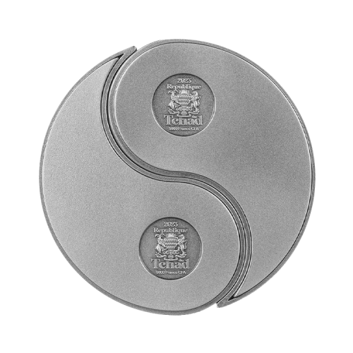 2-piece set of silver coins Yin Yang antique finish front