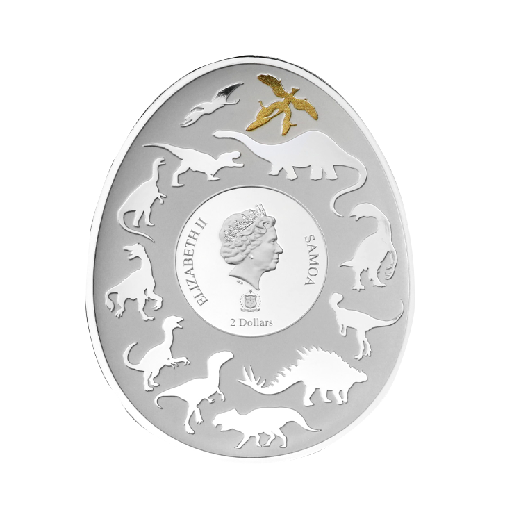 1 troy ounce zilveren munt Dinosauriërs in Azië – Microraptor Gui achterkant