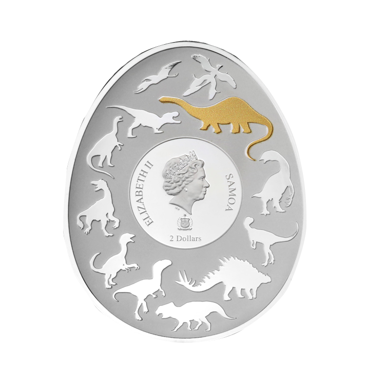 1 troy ounce zilveren munt Dinosauriërs in Azië – Mamenchisaurus achterkant