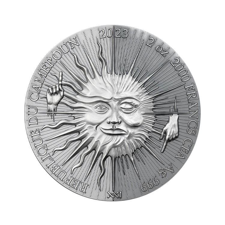 2 troy ounce zilveren munt Dual Essence serie - Chronos 2023 - antieke afwerking achterkant