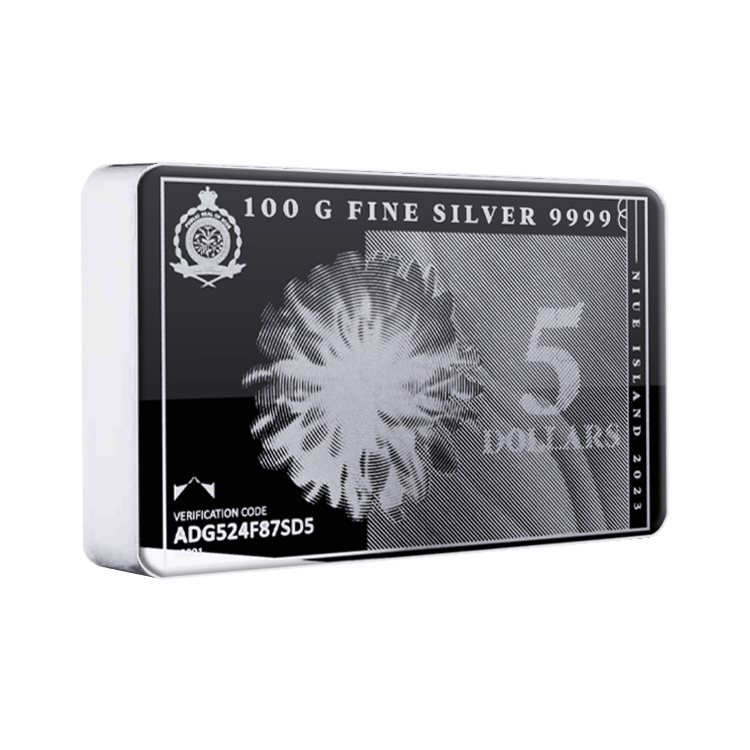 100 gram zilveren muntbaar Silvernote 2022 of 2023 perspectief 1