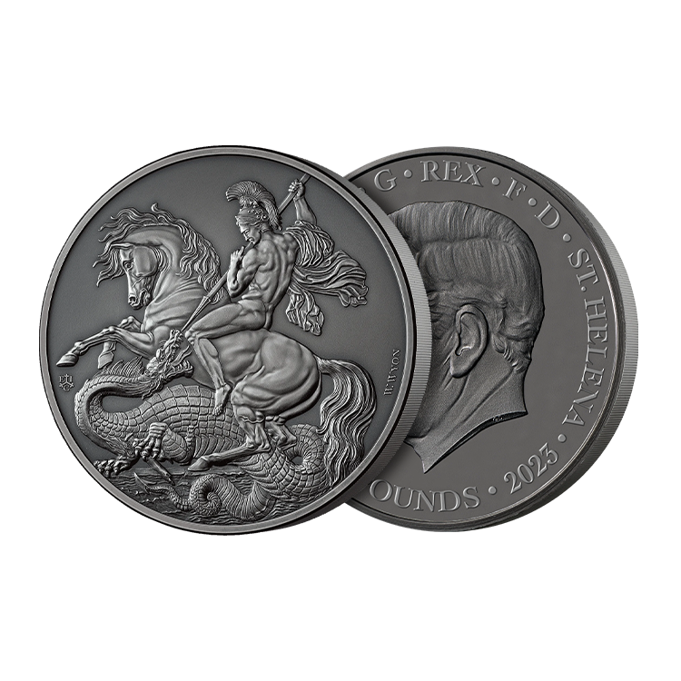 1 kilo silver coin George and the Dragon proof angle 1