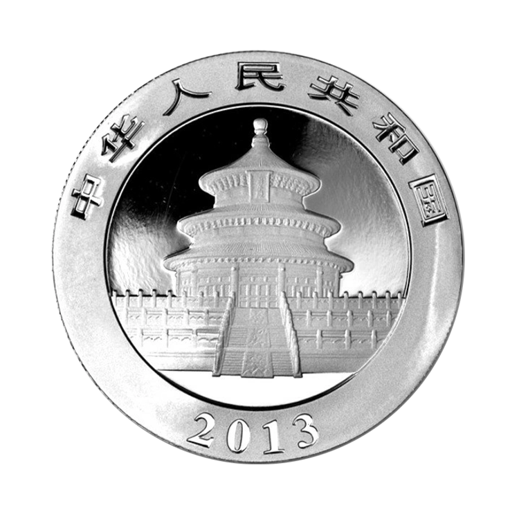 1 troy ounce zilveren munt Panda 2013 achterkant