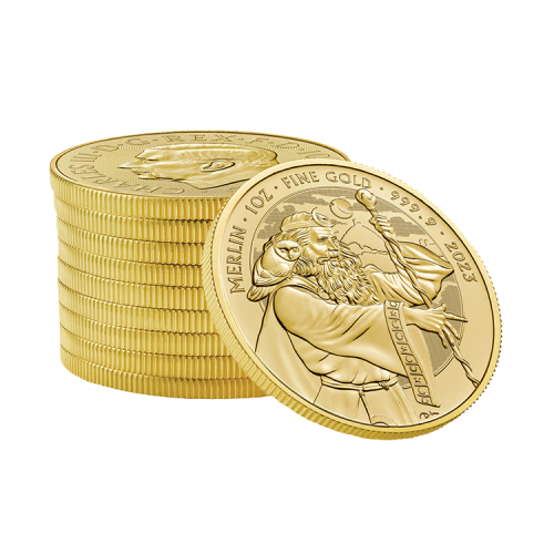 1 troy ounce gold Merlin coin 2023 front