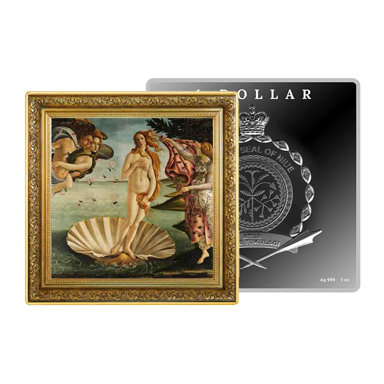 1 troy ounce silver coin Treasures of World Painting - The Birth of Venus 2023 angle 1