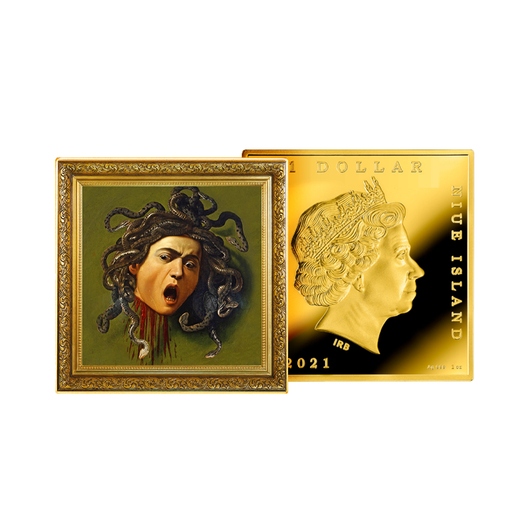 1 troy ounce zilveren munt Treasures of World Painting - Medusa 2021 proof perspectief 1