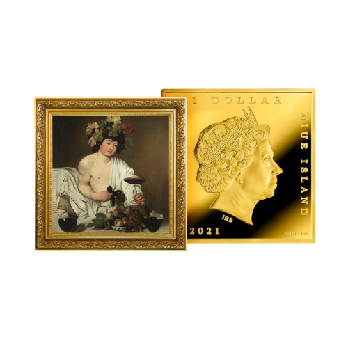 1 troy ounce zilveren munt Treasures of World Painting - Bacchus 2021 proof voorkant