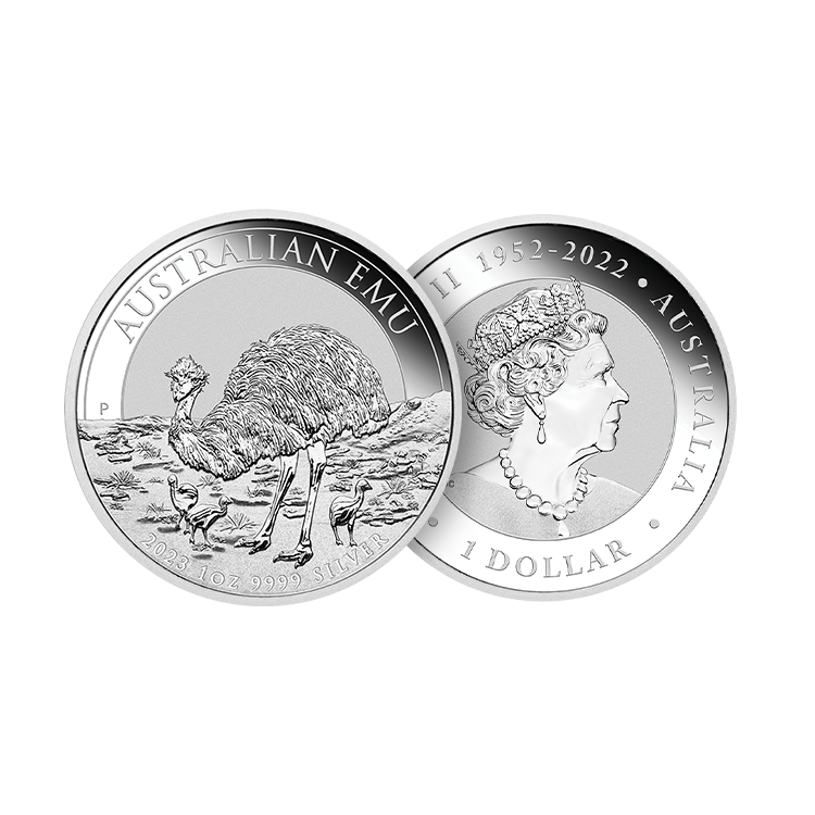 1 troy ounce silver Australian Emu coin 2023 angle 1