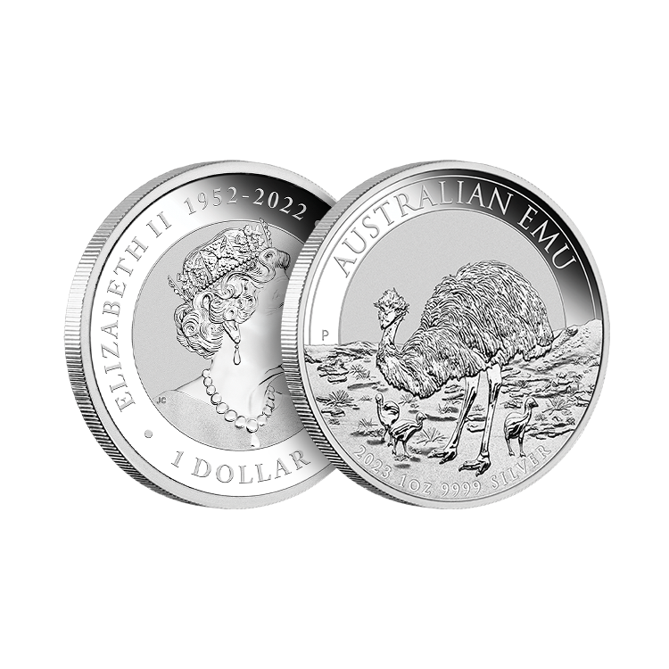 1 troy ounce silver Australian Emu coin 2023 angle 2