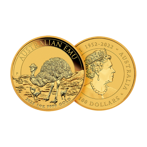 1 troy ounce gouden Australian Emu munt 2023 voorkant